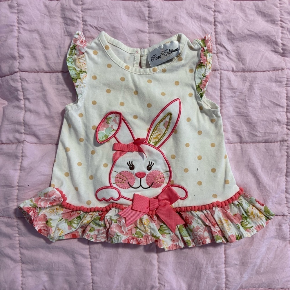 Rare Editions White and Pink Bunny Top